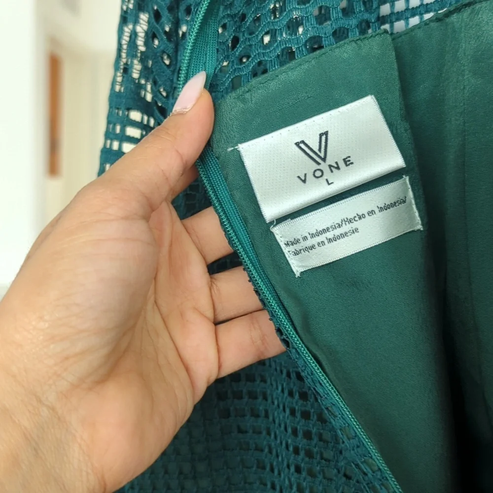Dark green mesh pattern dress Large - Picture 8 of 8
